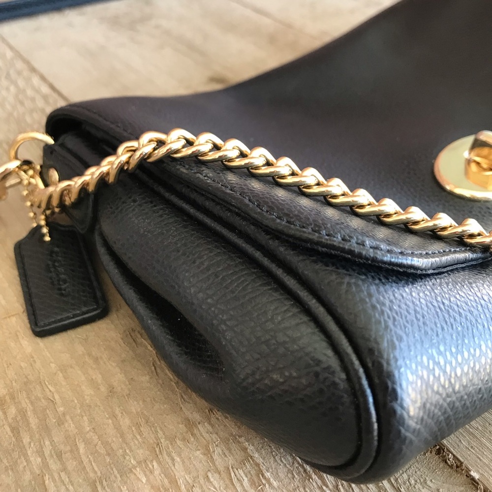 Black Leather Coach Clutch / Wristlet
